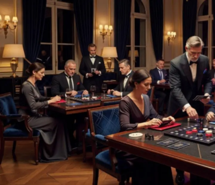 Réception privée haut de gamme avec ambiance lumineuse rouge et bleue