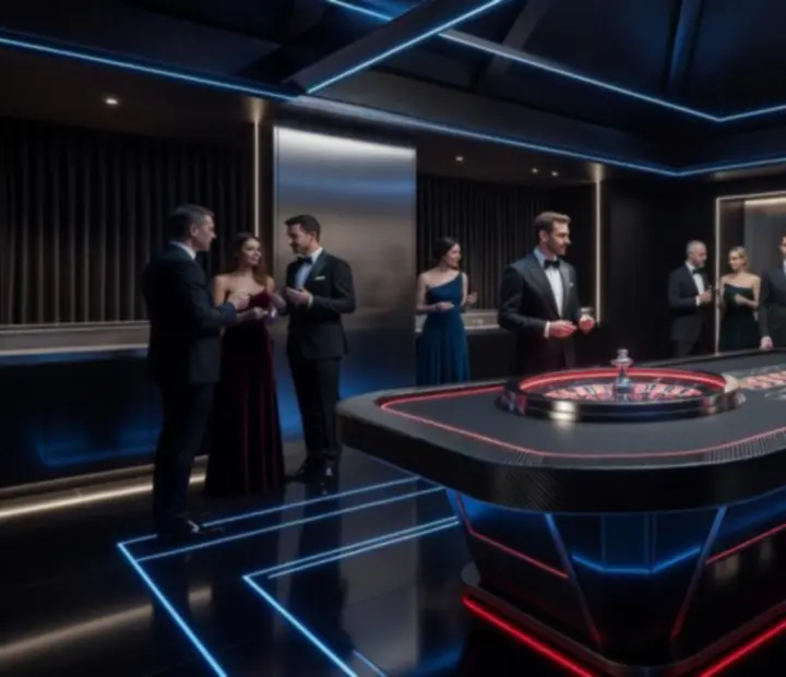 Ambiance lumineuse autour d'une table de roulette lors d'une soirée Provelisse