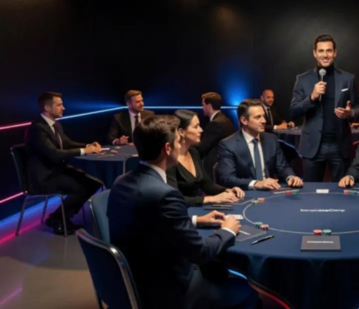 Table de soirée poker d’entreprise animée par des hôtes professionnels