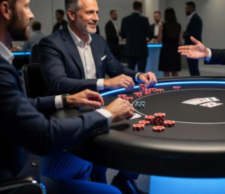 Table de poker événementielle animée lors d'une soirée privée